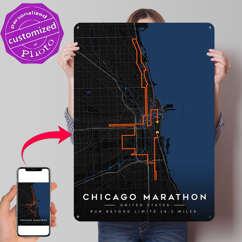 Chicago Marathon Route Map 3D  - đánh giá và giá Custom Map Poster